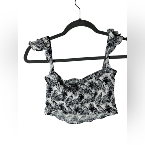 Lulus Palm Print Matching Set Crop Top and Maxi Skirt Black White Size Small - Picture 12 of 15